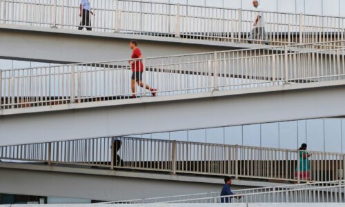 people walking on ramps